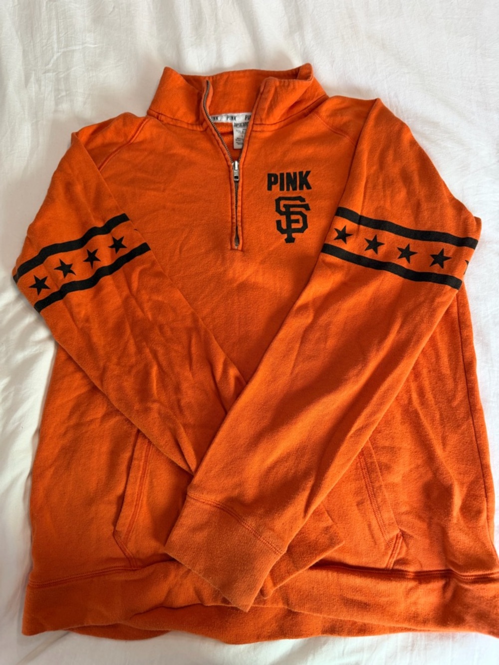 PINK Victoria's Secret San Francisco Giants Orange Quarter-Zip Sweatshirt